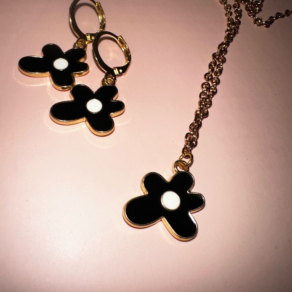 Tyler the creator black necklace and earrings set Golf Wang Golf le Fleur